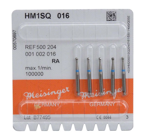 HM-Bohrer 1SQ 5 Stück schnittfr. Verz. Querhieb, RA, blau, Figur 001, ISO 016
