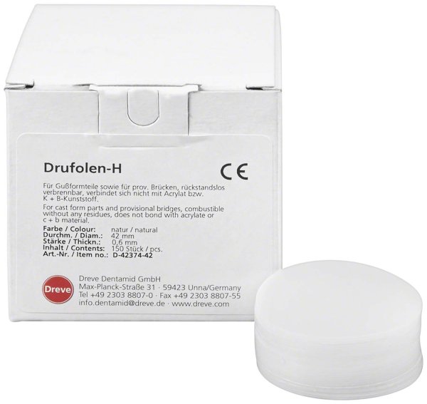 DRUFOLEN H 150 Stück Ø 42 mm, natur, Stärke 0,6 mm