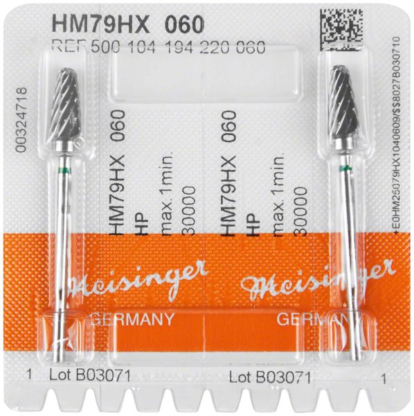 HM-Fräser HX 2 Stück kreuzverzahnt, grün grob, HP, Figur 194, 12,7 mm, ISO 060