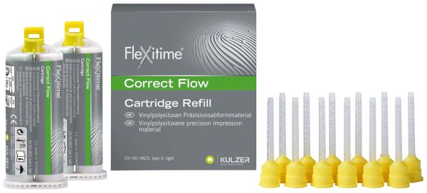 Flexitime® 2 x 50 ml Doppelkartusche Correct Flow, leichtfließend, 6 Mischkanülen gelb 1:1