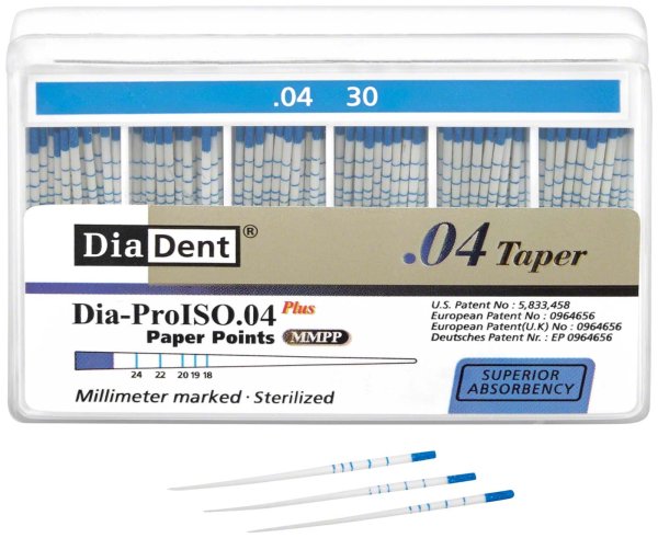 DiaDent® Dia-Pro Paper Points 100 Stück Taper.04, ISO 030