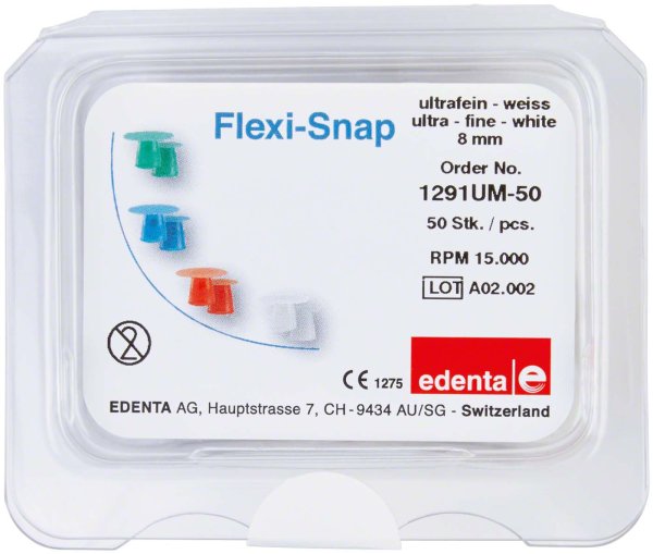 Flexi-Snap 50 Stück unmontiert, weiß ultrafein, Figur 370, Ø 8 mm, ISO 080