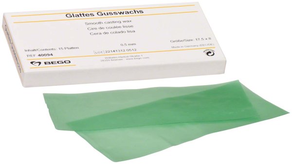 Glattes Gusswachs 15 Stück grün, Stärke 0,5 mm