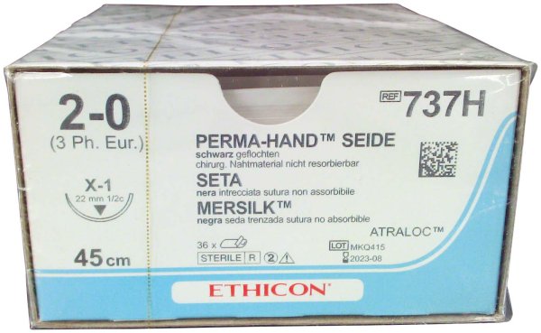 PERMA-HAND SEIDE 36 Stück schwarz, 45 cm, X1, USP 2-0, Stärke 3