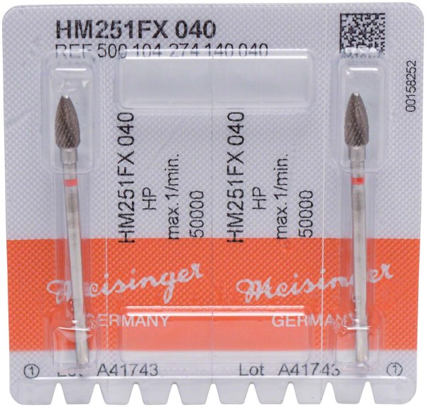 HM-Fräser FX 2 Stück kreuzverzahnt, rot fein, HP, Figur 274, 9,3 mm, ISO 040
