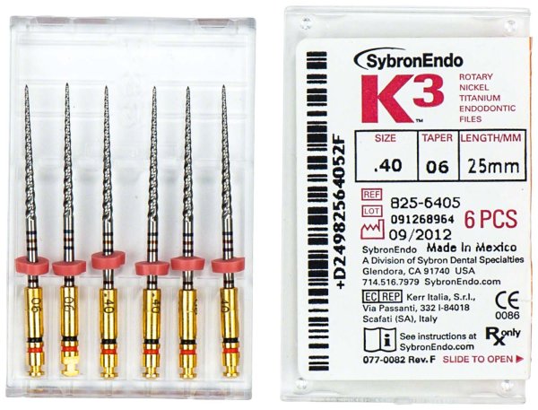 K3™ NiTi-Feilen 6 Stück ISO 040, Taper.06, 25 mm