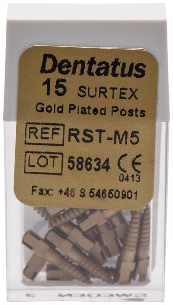 Classic Surtex vergoldete Wurzelstifte 15 Stück 9,3 mm, Ø 1,65 mm, Größe 5