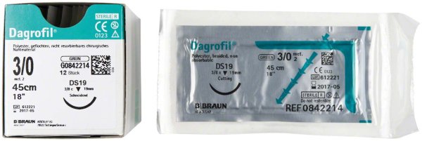 Dagrofil® 12 Stück DS19, USP3/0, 45 cm, grün