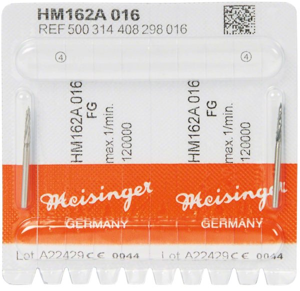 Chirurgie Fräser HM 162 2 Stück kreuzverzahnt (A) FG, Figur 408, 9 mm, ISO 016