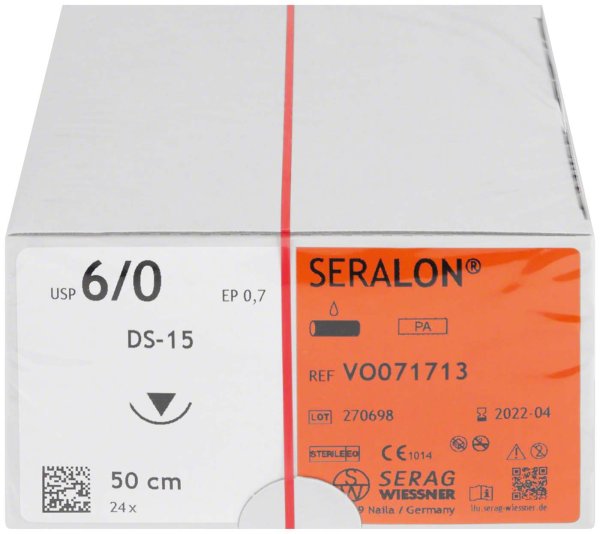 SERALON® 24 Nadeln blau, 0,5 m, DS-15, Stärke 6/0