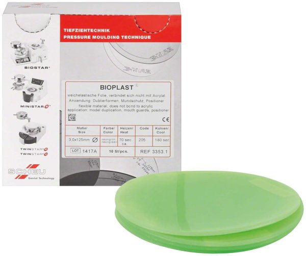 BIOPLAST® Color 10 Stück neongrün, Ø 125 mm, Stärke 3 mm