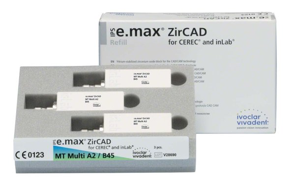 IPS e.max ZirCAD MT Multi for CEREC/inLab 3 Stück Gr. B45 A2