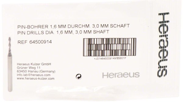 Heraeus Pin-System Pinbohrer Ø 1,6 mm