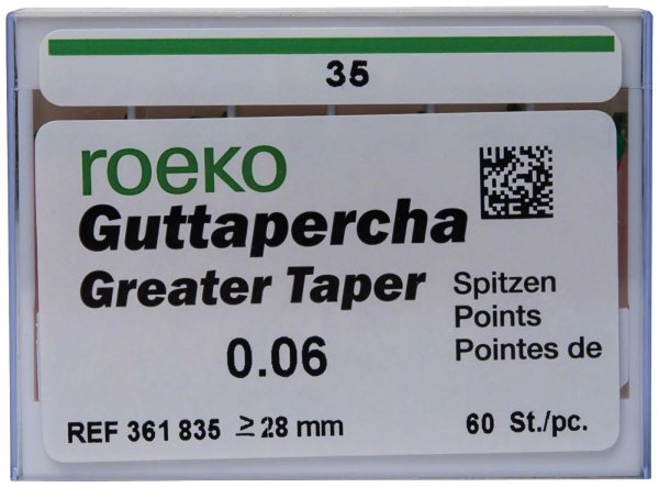 Guttapercha Greater Taper 60 Stück Taper.06 ISO 035