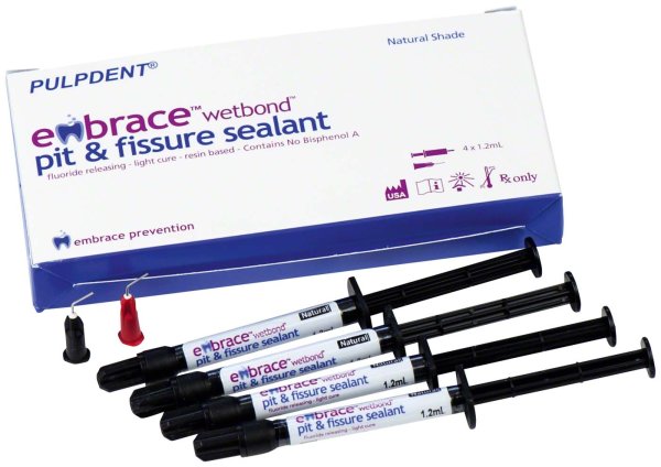 Embrace™ WetBond™ Pit & Fissure Sealant 4 x 1,2 ml Spritze Sealant Natural Shade, 20 Applicator-Tips