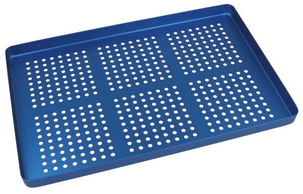 Norm-Tray Aluminium Boden gelocht blau, 18 x 28 cm
