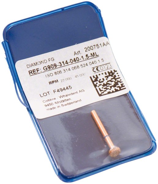 DIATECH Diamanten G909 5 Stück blau mittel (M), FG, Figur 068 Rad, 1 mm, ISO 040