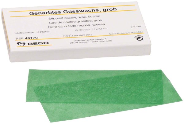 Gusswachs genarbt 15 Stück grün, grob, Stärke 0,4 mm