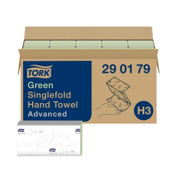TORK® Zickzack Handtücher (V-Falz) H3 System **Karton** 15 x 250 Stück 2-lagig, grün, 24,8 x 23 cm