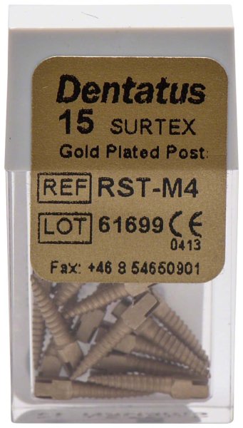 Classic Surtex vergoldete Wurzelstifte 15 Stück 9,3 mm, Ø 1,5 mm, Größe 4
