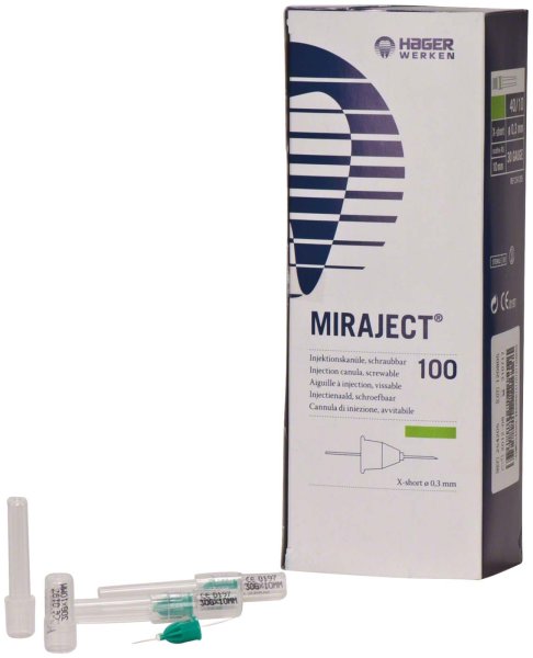 MIRAJECT® Injektionskanülen 100 Stück gelb, Ø 0,3 mm, G30 40/10 x-kurz (für die intraligamentäre Anä