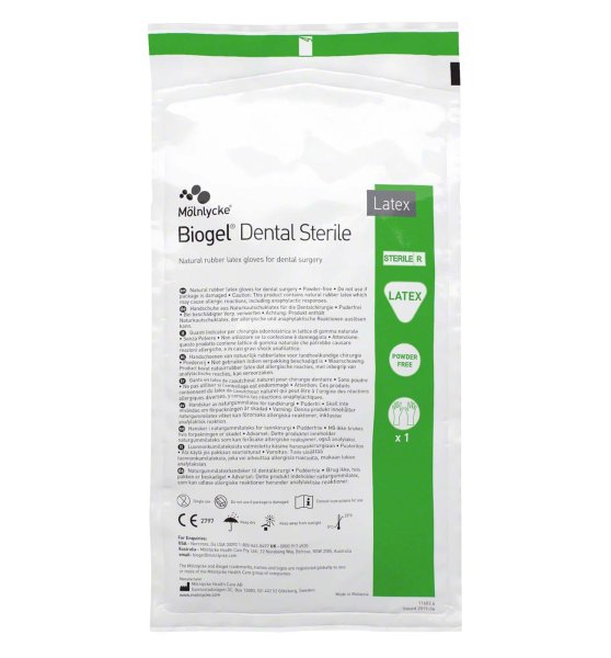 Biogel® Dental Sterile 10 Paar puderfrei, stroh, Größe 5,5