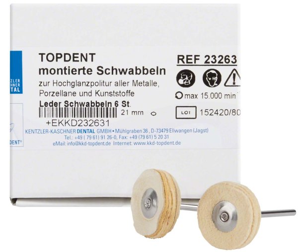 TOPDENT Lederschwabbel 6 Stück HP, Leder, Ø 21 mm