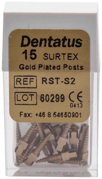 Classic Surtex vergoldete Wurzelstifte 15 Stück 7,8 mm, Ø 1,2 mm, Größe 2