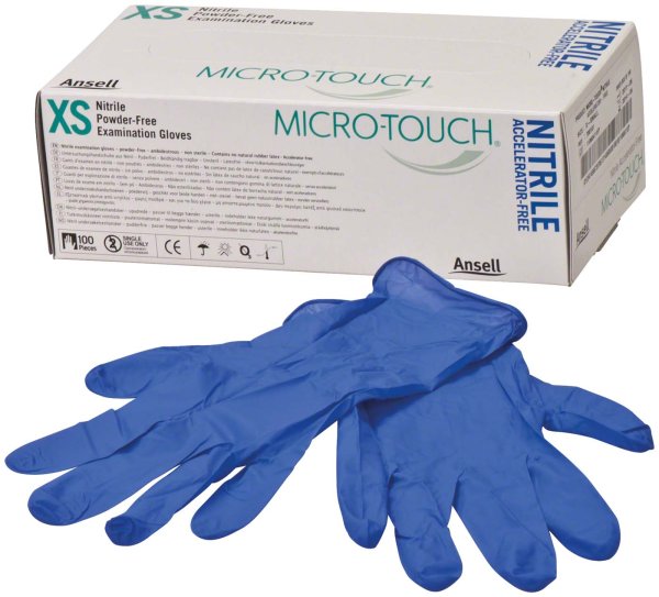 MICRO-TOUCH® Nitrile Accelerator-Free 100 Stück puderfrei, blau, XS