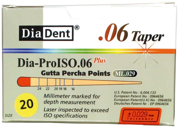 DiaDent® Dia-Pro Guttaperchaspitzen 60 Stück Taper.06, ISO 020