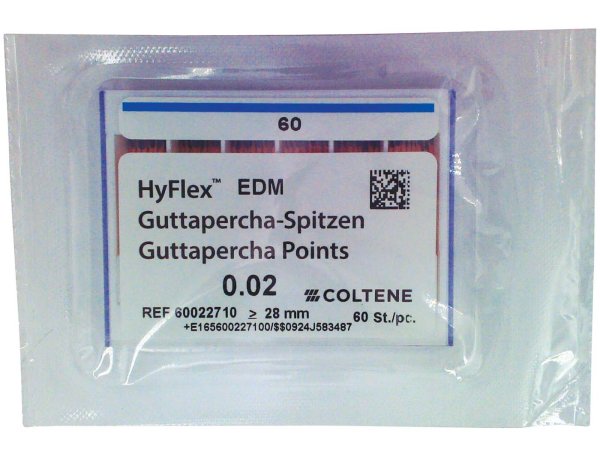 HyFlex™ EDM Guttapercha-Spitzen 60 Stück Taper.02, ISO 060