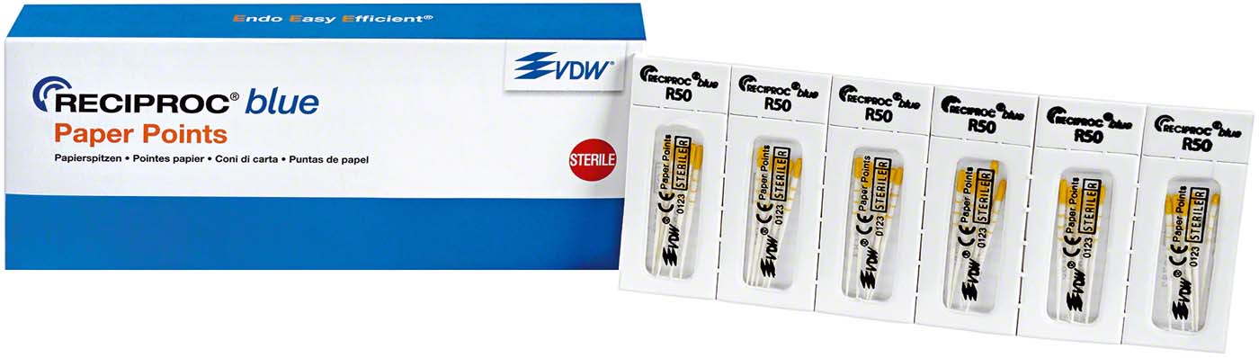 RECIPROC® blue Papierspitzen 180 Stück (90x ISO 025, 60x ISO 040, 30x ...