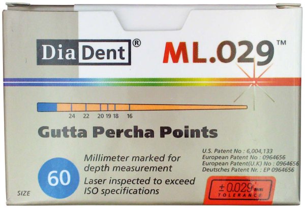 DiaDent® ML.029™ Gutta Percha Points 120 Stück ISO 060
