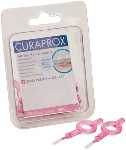 CURAPROX CPS prime handy **Praxisbox** 100 Stück 08 pink, Ø 3,2 mm, 4 Halter UHS 409