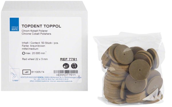 TOPDENT TopPol Co-Cr Polierer 50 Stück mittel, Rad 22 x 3 mm