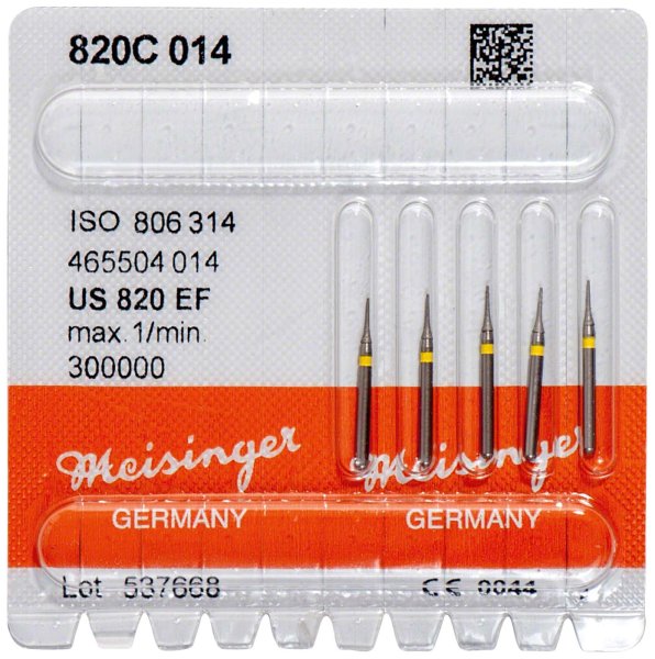 Diamanten 820 5 Stück gelb extra fein, FG, Figur 465 Interdental, 5 mm, ISO 014