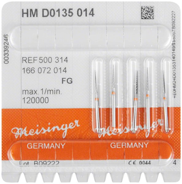 HM-Finierer D0135 5 Stück gelb/orange extra fein, FG, Figur 166 konisch spitz, 9 mm, ISO 014