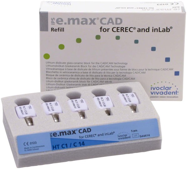 IPS e.max CAD for CEREC/inLab 5 Stück Gr. C14, C1 HT