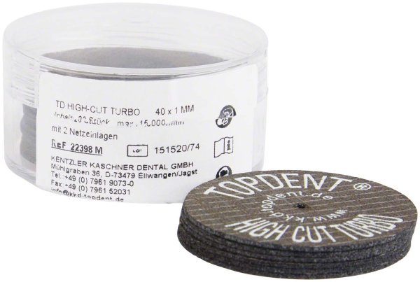 TOPDENT High Cut-Turbo 20 Stück glasfaserverstärkt, Ø 40 mm x 1 mm