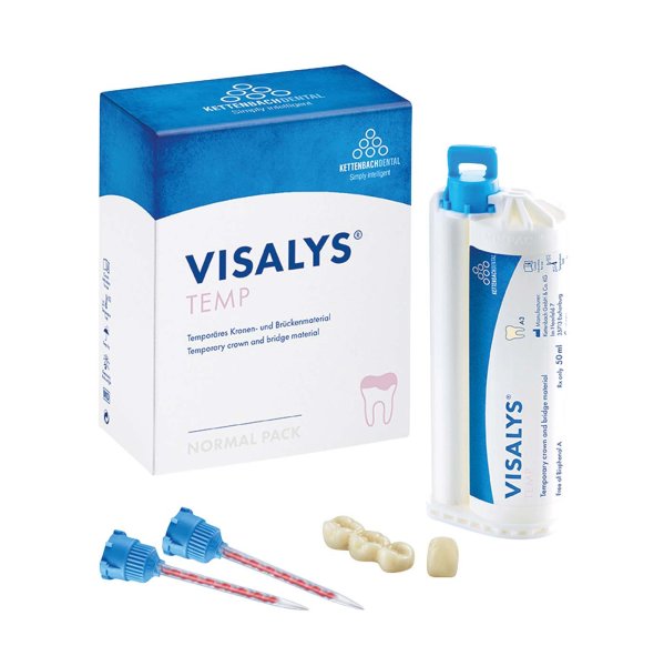 Visalys® Temp **Normal pack** 50 ml Kartusche A3, 15 Mischkanülen blau-orange