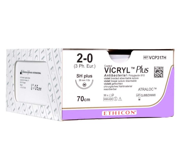 VICRYL™ Plus 36 Stück violett, 70 cm, SH1 Plus, USP 3-0, Stärke 1