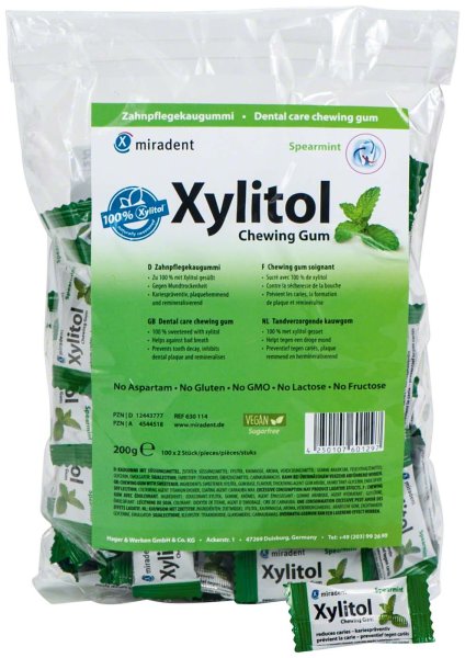 Xylitol Chewing Gum 100 x 2 Stück Minze