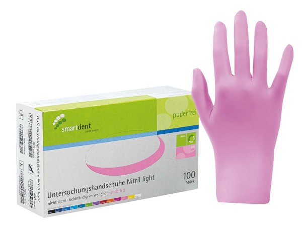 smart Nitrilhandschuhe light 100 Stück puderfrei, pink, M