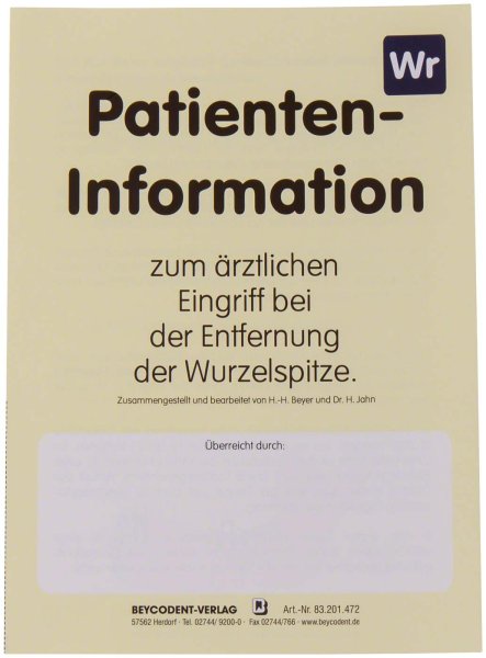 Patienten-Info 50 Stück Entfernung Wurzelspitze