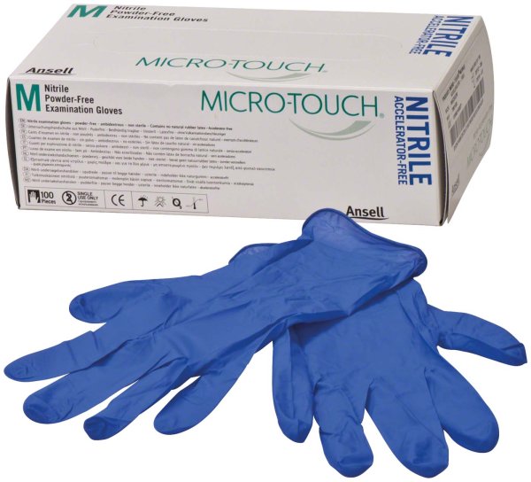MICRO-TOUCH® Nitrile Accelerator-Free 100 Stück puderfrei, blau, M