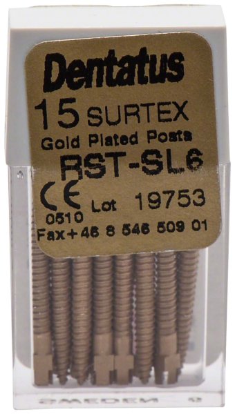 Classic Surtex vergoldete Wurzelstifte 15 Stück 17 mm, Ø 1,8 mm, Größe 6