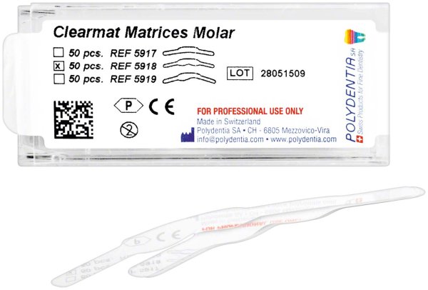 Clearmat Matrizen 50 Stück Höhe 7 / 9 mm, Stärke 0,075 mm, Molar, tiefe MOD