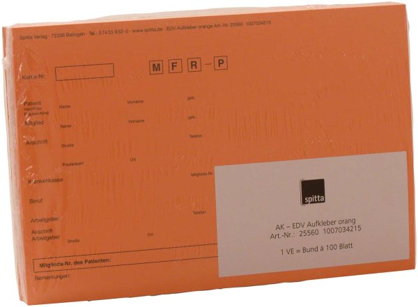 Adressaufkleber DIN A5 100 Stück orange, EDV Karteikarte