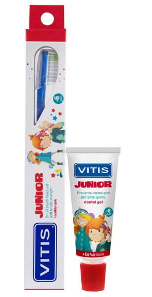 VITIS® Junior 15 ml Zahngel, 1 Zahnbürste