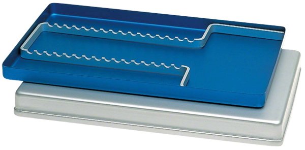 ALUMINIUM TRAY Kassette 18 x 14 cm, für 8 Instrumente, blau